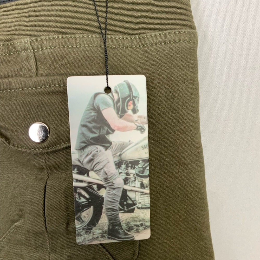 NWT VOLERO Sz 38 Army Green Motorcycle Riding Pants Moto Jeans Cargo Pockets - Picture 7 of 11